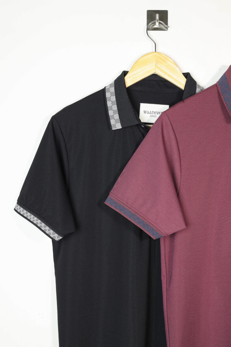 Jacquard collared tee body fit t shirt buy premium t shirts online