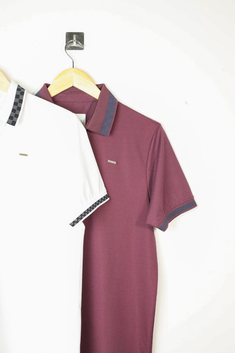 Jacquard collared tee body fit t shirt buy premium t shirts online