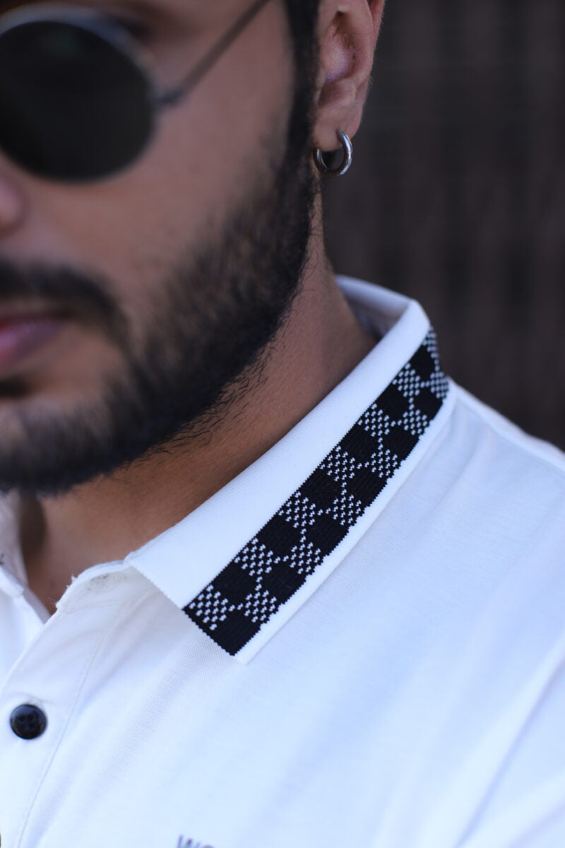 Jacquard collared tee body fit t shirt buy mens t shirts online