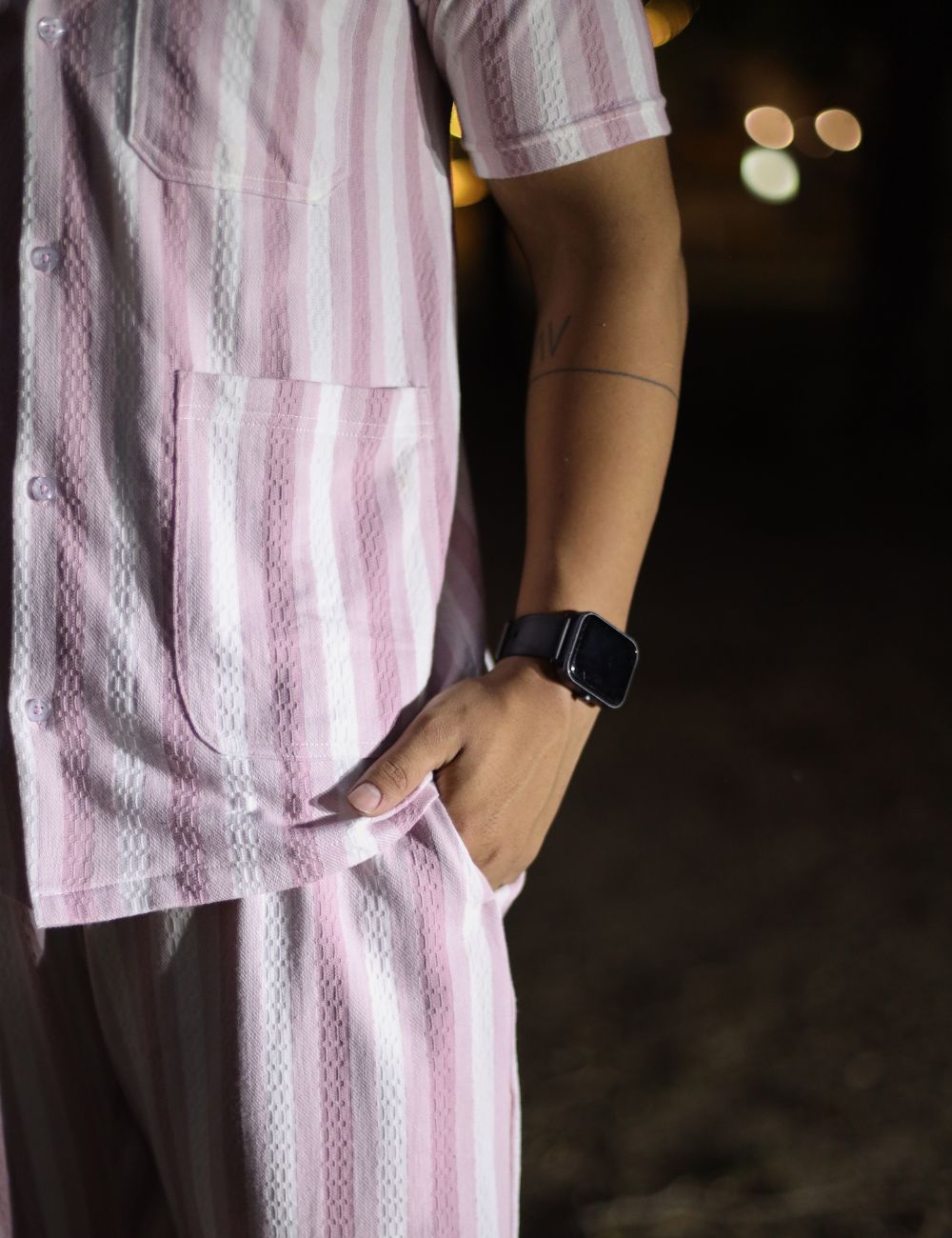 Sunny stripped set 3 pocket striped shirt half sleeve